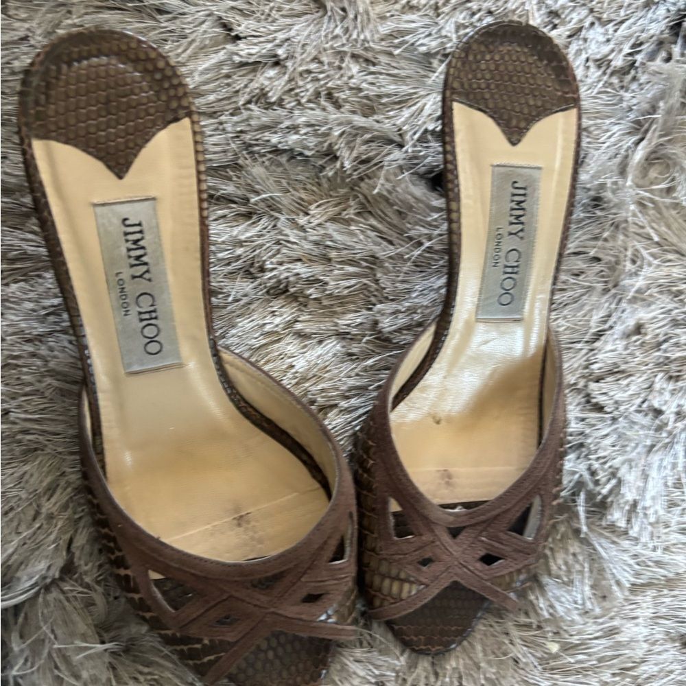Jimmy choo reptile vintage slides open toe sandals heels pep toe heels mules y2k - Picture 3 of 5